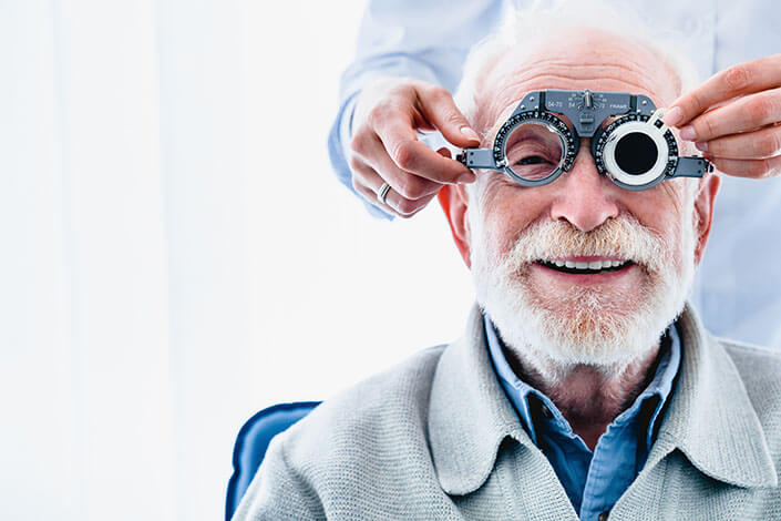 Man Being Prepped For Cataract Surgery